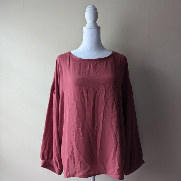 Loft Long Sleeve Blouse Keyhole Back Pink/Rose X-Large - Picture 1 of 6